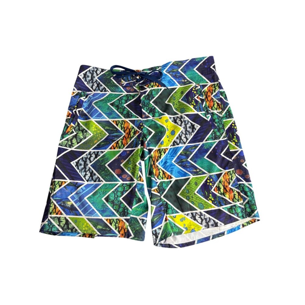 Reel Legends Performance Wear Men's Colorful Geo Board Shorts Size L